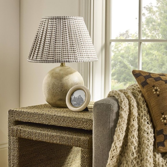 Gingham Pleated Lamp Shade Brown - Threshold™ designed with Studio McGee - Picture 2 of 8